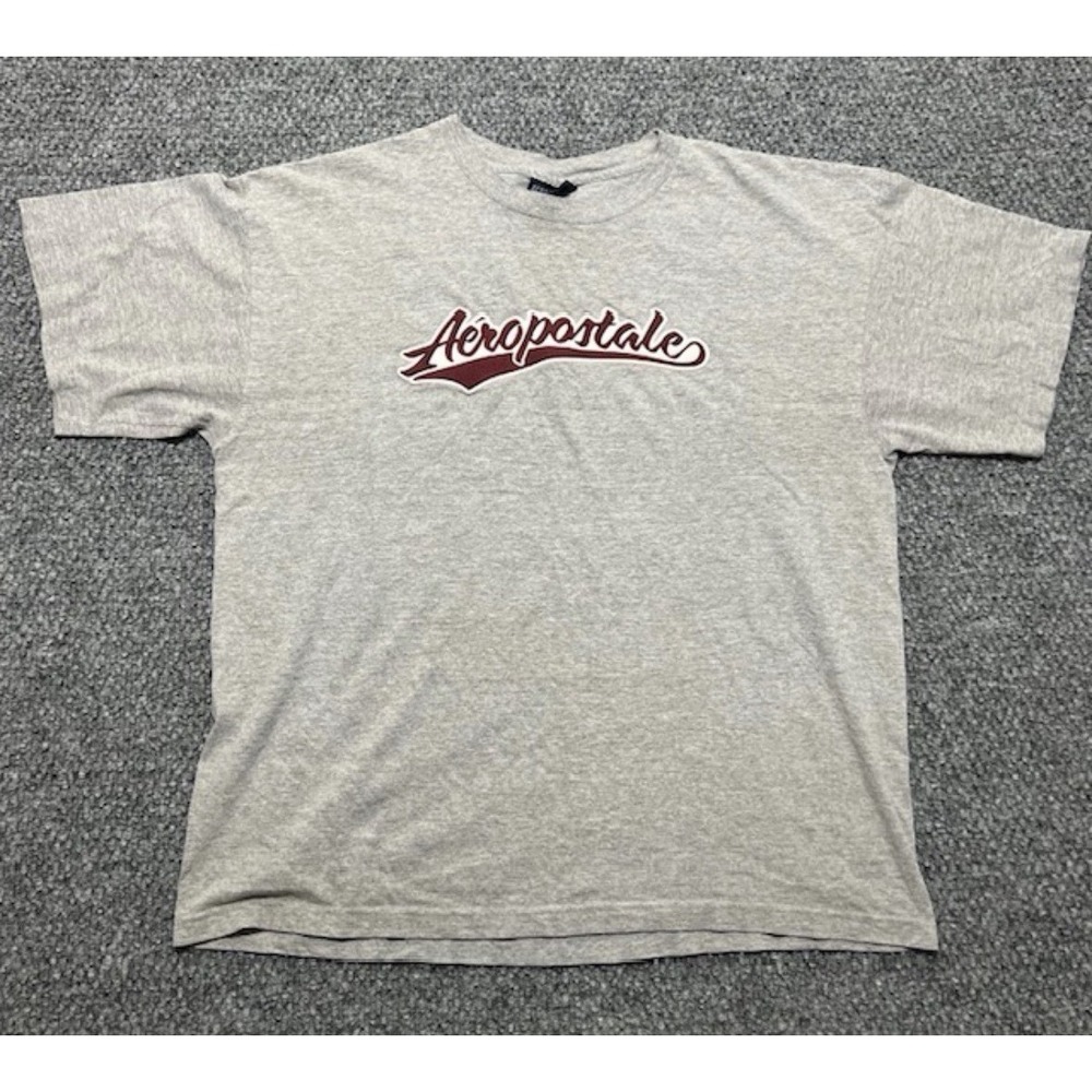 Aeropostale Men's Graphic Logo Knit‎ Gray T-Shirt Crew Neck Short Sleeve XL